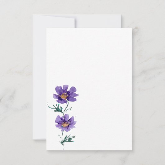 Elegante paarse bloem bedankkaart (Achterkant)