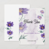 Elegante paarse bloem bedankkaart (Voorkant / Achterkant)