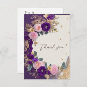 Elegante Paarse Bloem Begrafenis Dank u Kaart (Voorkant / Achterkant)