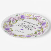Elegante paarse bloem bruidsshower papieren bordje (Gekanteld)