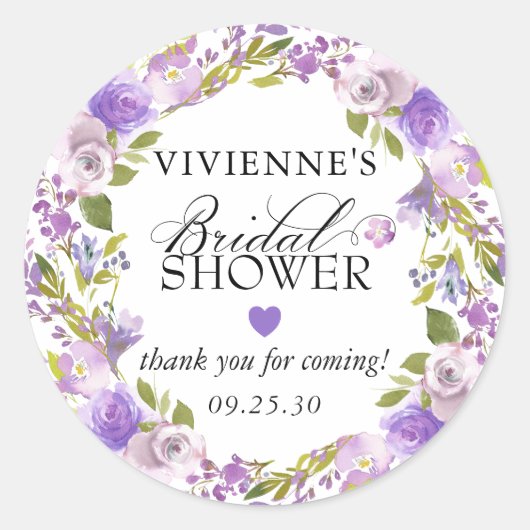 Elegante paarse bloem bruiloft dank je ronde sticker (Voorkant)