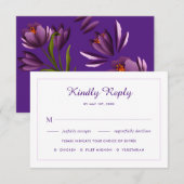 Elegante paarse bloem bruiloft RSVP kaart (Voorkant / Achterkant)