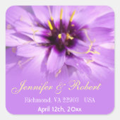 Elegante,  paarse bloem bruiloft stickers (Voorkant)