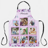 Elegante Paarse bloem | Familie fotocollage Schort (Voorkant)