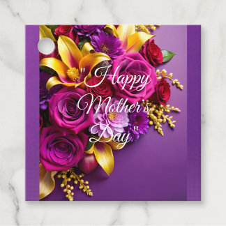 Elegante paarse bloem "Gefeliciteerd Moederdag" fa Bedankjes Labels