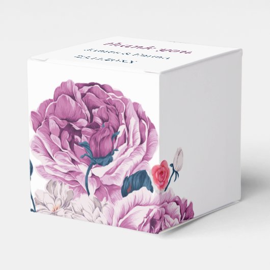Elegante Paarse bloem gepersonaliseerde bruiloft Bedankdoosjes (Voorkant Zijde)