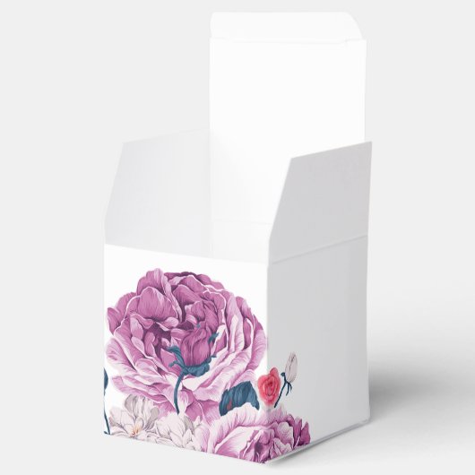 Elegante Paarse bloem gepersonaliseerde bruiloft Bedankdoosjes (Geopend)