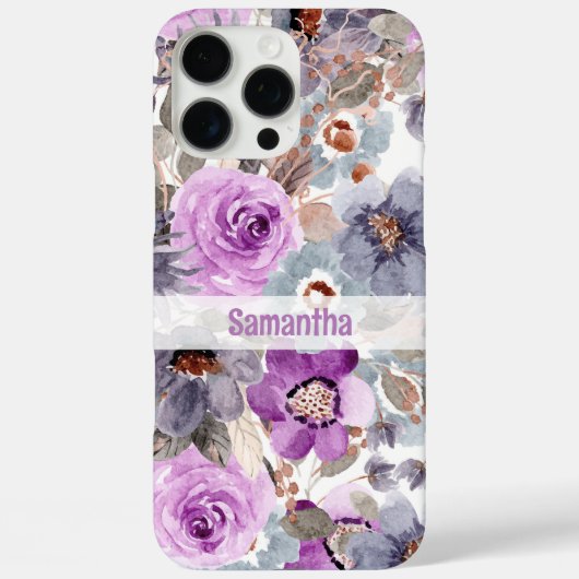 Elegante Paarse bloem gepersonaliseerde naam Case-Mate iPhone Case (Achterkant)