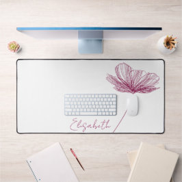 Elegante Paarse Bloem Leuke Boho Girly Wit Custom Bureaumat