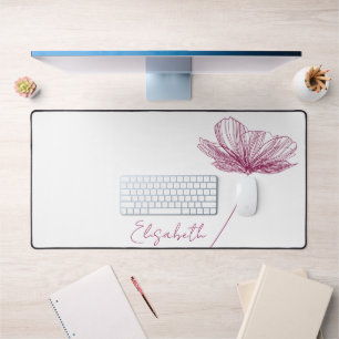 Elegante Paarse Bloem Leuke Boho Girly Wit Custom Bureaumat