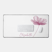 Elegante Paarse Bloem Leuke Boho Girly Wit Custom Bureaumat (Keyboard & Muis)