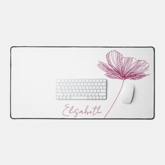 Elegante Paarse Bloem Leuke Boho Girly Wit Custom Bureaumat (Keyboard & Muis)