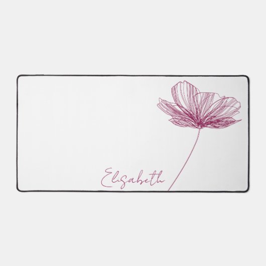 Elegante Paarse Bloem Leuke Boho Girly Wit Custom Bureaumat (Voorkant)