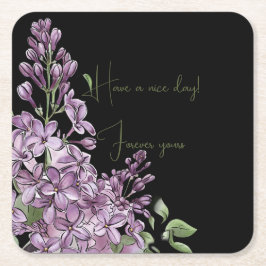 Elegante paarse bloem met positieve quote kartonnen onderzetters