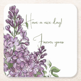 Elegante paarse bloem met positieve quote kartonnen onderzetters