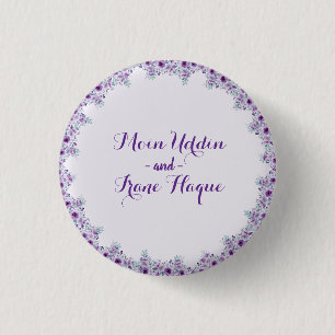 Elegante paarse bloem ronde button 3,2 cm