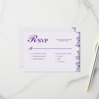 Elegante paarse bloem RSVP kaartje