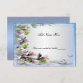 Elegante paarse bloem vlinder tafel plaatskaart (Voorkant / Achterkant)