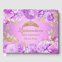 Elegante Paarse Bloem Vlinder Thema Quinceanera