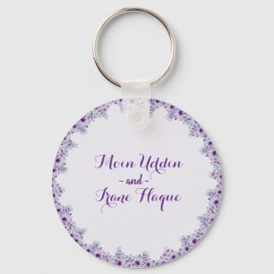 Elegante paarse bloem wieden sleutelhanger