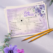 Elegante Paarse Bloemachtige Baby Shower Kruiswoor