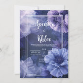 Elegante Paarse bloemblad bruiloft uitnodiging (Voorkant)