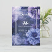 Elegante Paarse bloemblad bruiloft uitnodiging (Staand voorkant)