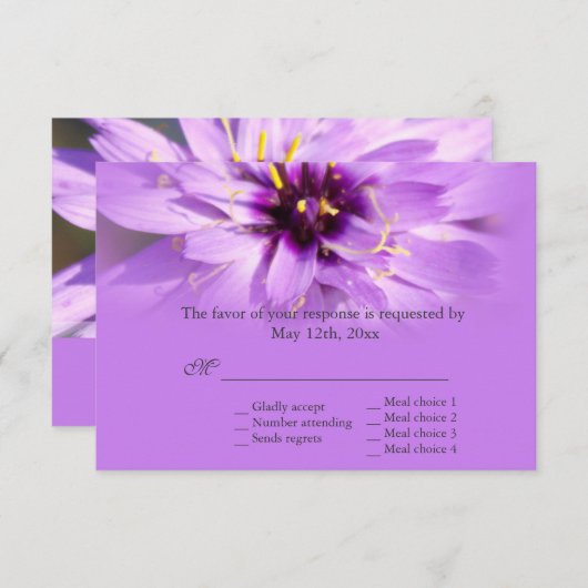 Elegante,  paarse bloembruiloft RSVP-kaarten RSVP Kaartje (Voorkant / Achterkant)