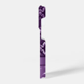 Elegante Paarse bloemdamast metallic textuur iPhone Hoesje (Linkerkant)