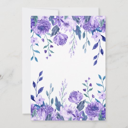 Elegante Paarse Bloemen 1e Verjaardag Kaart (Achterkant)