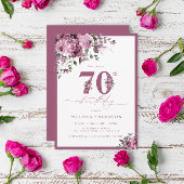 Elegante Paarse Bloemen 70e Verjaardagsuitnodiging Kaart