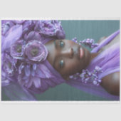 Elegante Paarse Bloemen Afro-Amerikaanse Decoupage Tissuepapier (Voorkant)