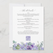 Elegante Paarse Bloemen Alles-in-één Bruiloft RSVP Kaart (Achterkant)