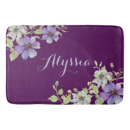Elegante paarse bloemen badmat