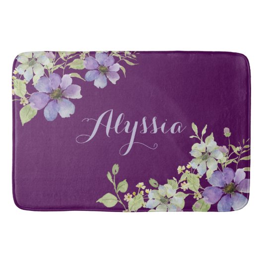 Elegante paarse bloemen badmat (Voorkant)