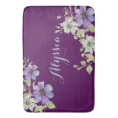 Elegante paarse bloemen badmat (Voorkant Verticaal)