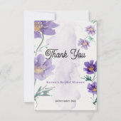 Elegante paarse bloemen bedankkaart (Voorkant)