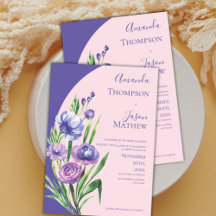 Elegante Paarse Bloemen Blush Roze Bruiloft