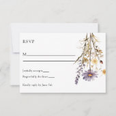 Elegante Paarse Bloemen Boho Chic Unieke Bruiloft RSVP Kaartje (Voorkant)