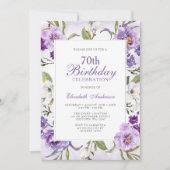 Elegante Paarse Bloemen Botanische 70ste Verjaarda Kaart (Voorkant)
