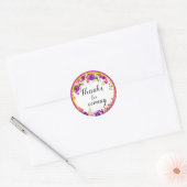 Elegante Paarse Bloemen Bruiloft Bedankt voor kome Ronde Sticker (Envelop)
