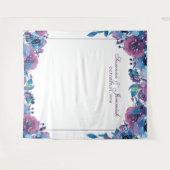 Elegante Paarse Bloemen Bruiloft Fotocabine Achter Wandkleed (Voorkant (horizontaal))