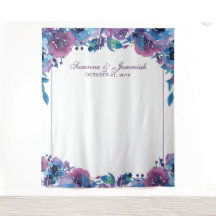 Elegante Paarse Bloemen Bruiloft Fotocabine Achter