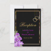 Elegante Paarse Bloemen Bruiloft - Receptie Kaart (Voorkant)