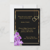Elegante Paarse Bloemen Bruiloft - Receptie Kaart (Achterkant)