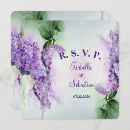 Elegante Paarse Bloemen Bruiloft RSVP Kaart