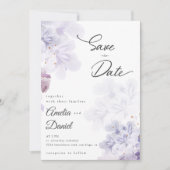 Elegante paarse bloemen bruiloft Save the Date Kaart (Voorkant)