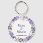 Elegante Paarse Bloemen bruiloft Sleutelhanger (Voorkant)