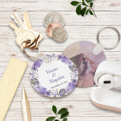 Elegante Paarse Bloemen bruiloft Sleutelhanger