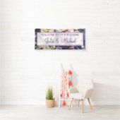 Elegante Paarse Bloemen bruiloft welkomstreceptie Spandoek (Insitu)